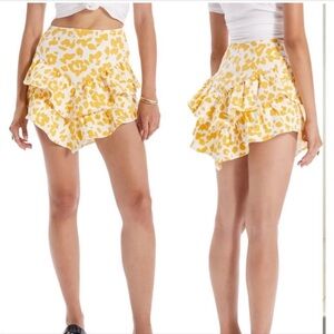 Mother The Ruffle Mini Skirt in Floral Leopard